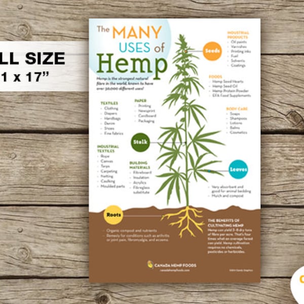 The Many Uses of Hemp Poster / 11 x 17 / Wall Art / Printable / Instant Download