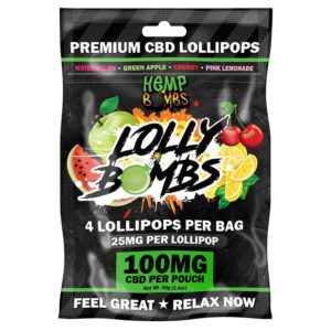 Hemp Bombs Jolly Bombs CBD Lollipops - 25mg Assorted Flavors 4 Pack