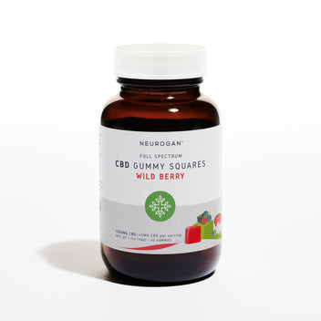 Neurogan 1.7 oz bottle of CBD Gummy Squares 