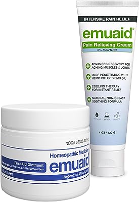 emuaid Anti-Chafe and Pain Relief Defense Bundle Regular Strength 2oz and Pain Relieving Cream 5oz for Body Defense Agains. 